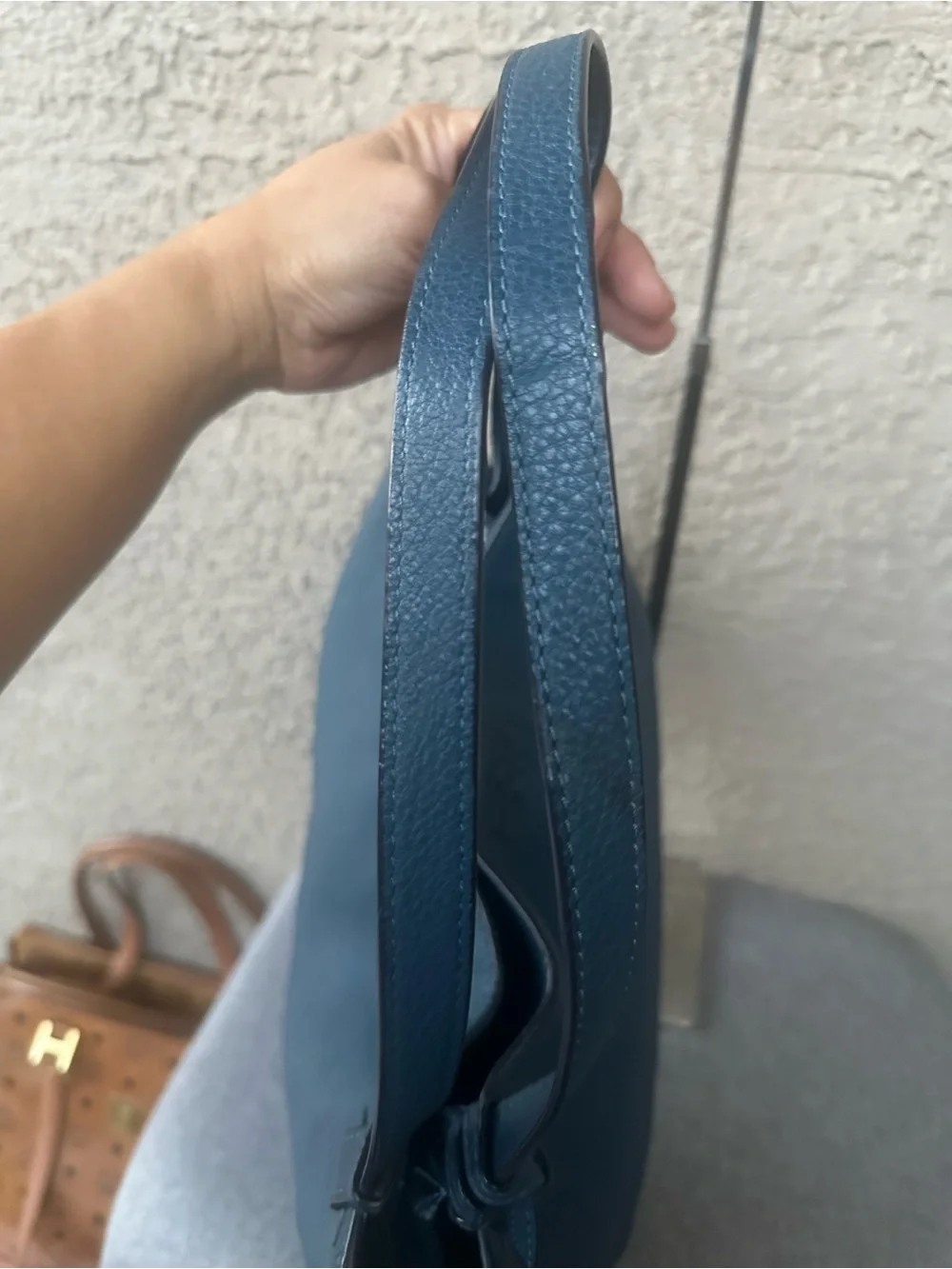 TORY BURCH Teal Leather Tassel Shoulder Bag